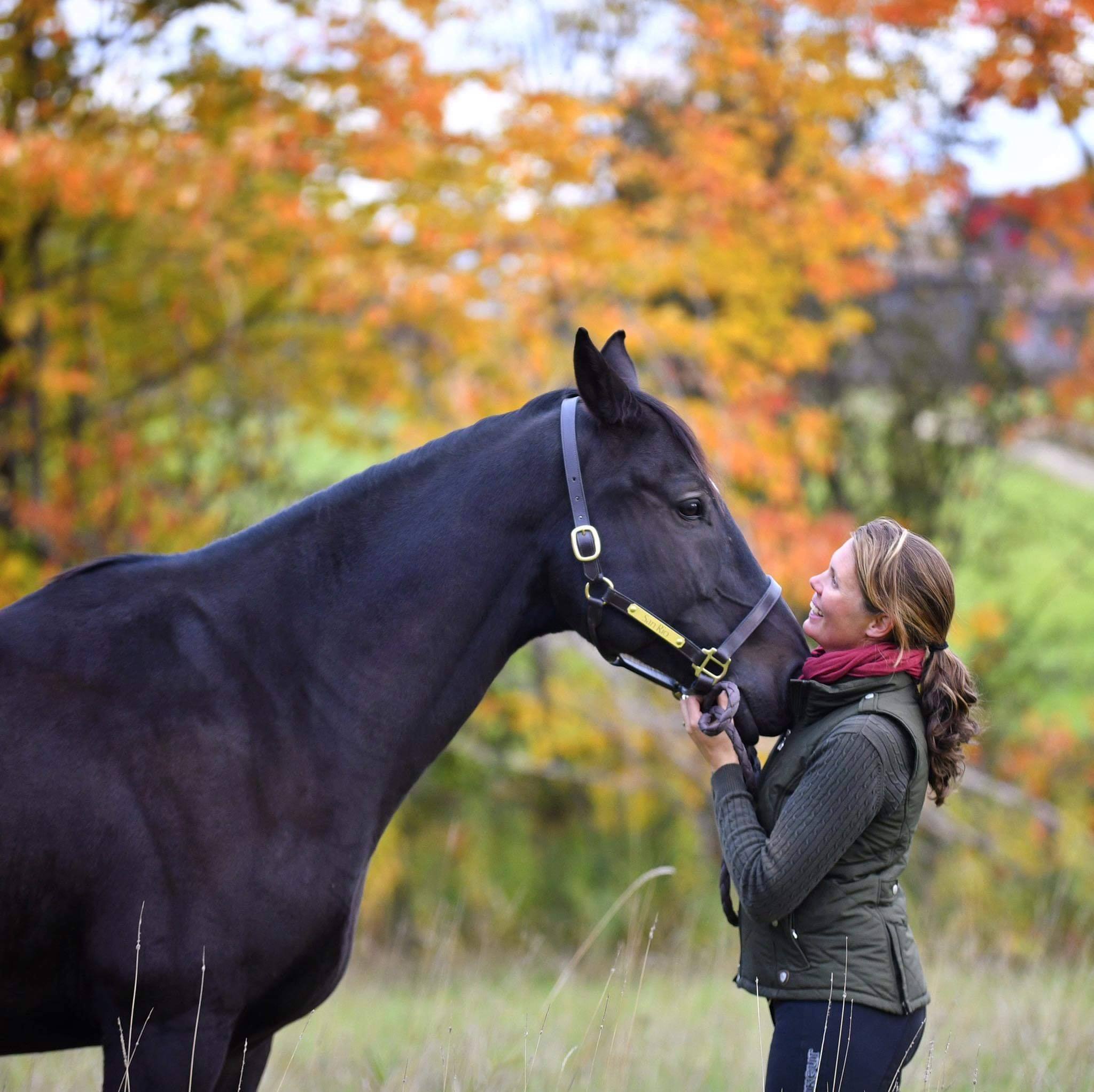 Lune Hubert en entraînement avec son cheval à l'automne